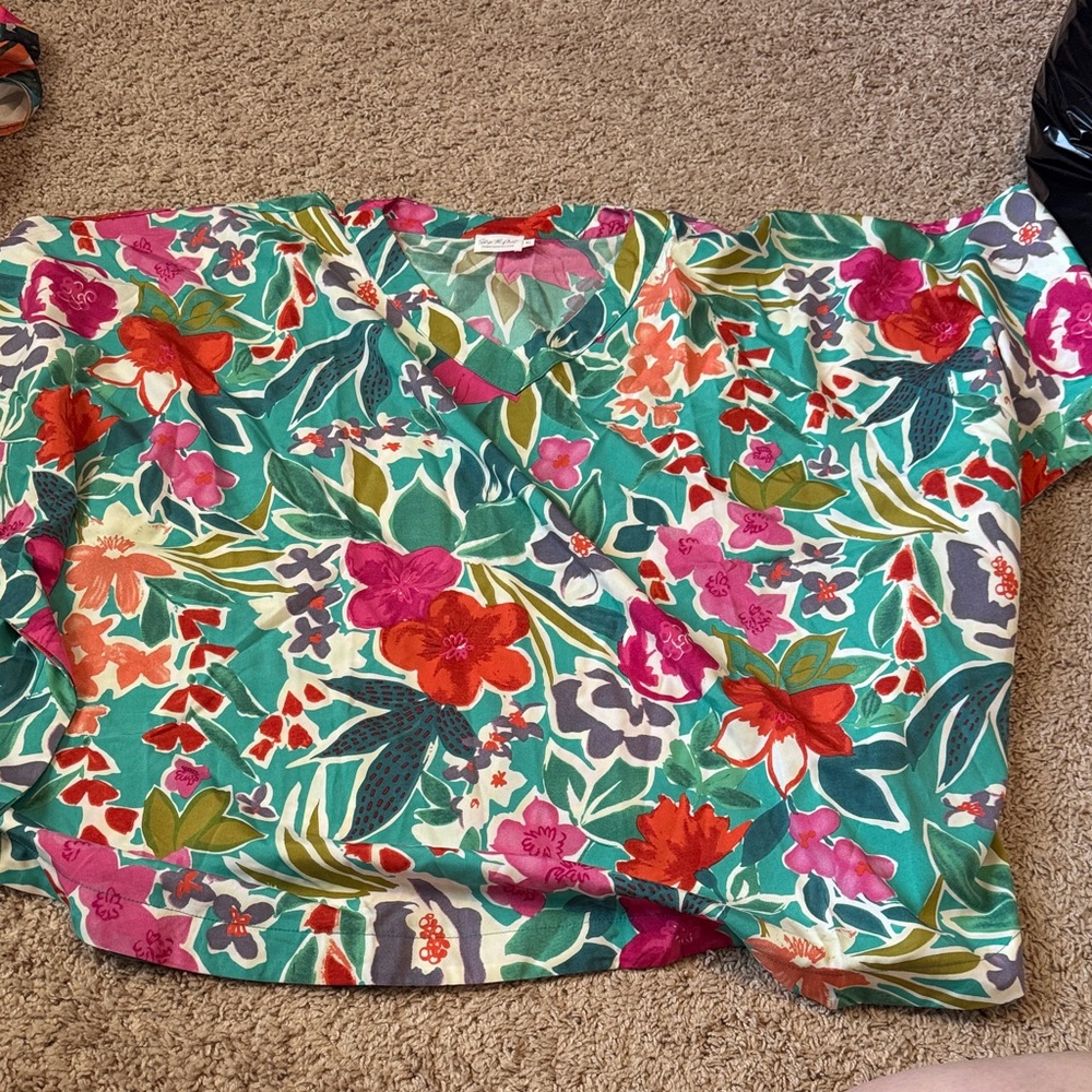 Vibrant Floral V-Neck Blouse